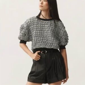 Maeve Anthropologie Textured Balloon Sleeve Top Size Small